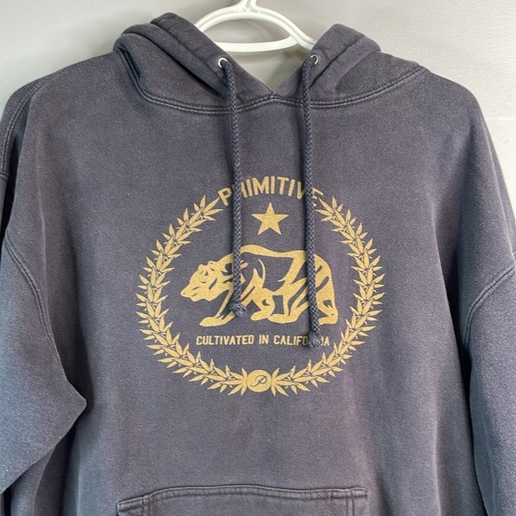 PRIMITIVE Mens Graphic Hoodie Black Gold Pullover Long Sleeve Kangaroo Pocket M - Picture 3 of 9